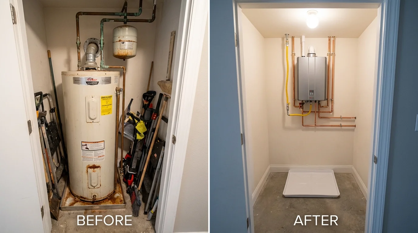 Tank water heater versus wall-mounted tankless unit comparison for Santa Rosa, NM homeowners